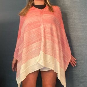 Salmon, white, and pink acrylic poncho